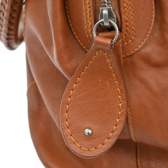 CHRISTIAN DIOR Logo Hand Bag Leather Brown Italy SHW - Picture 8 of 16